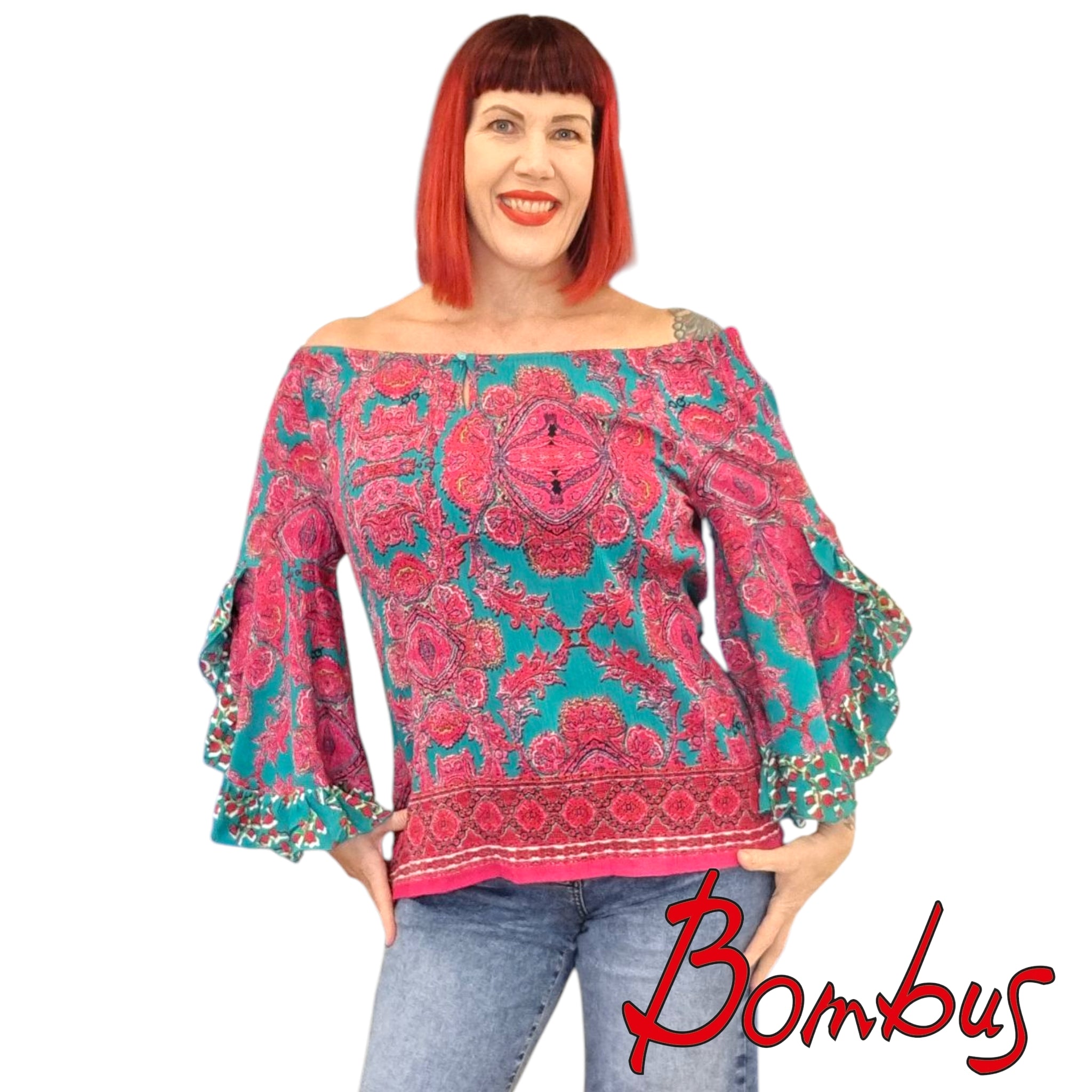 Pusero, Boho Flaired Sleeve Paisley