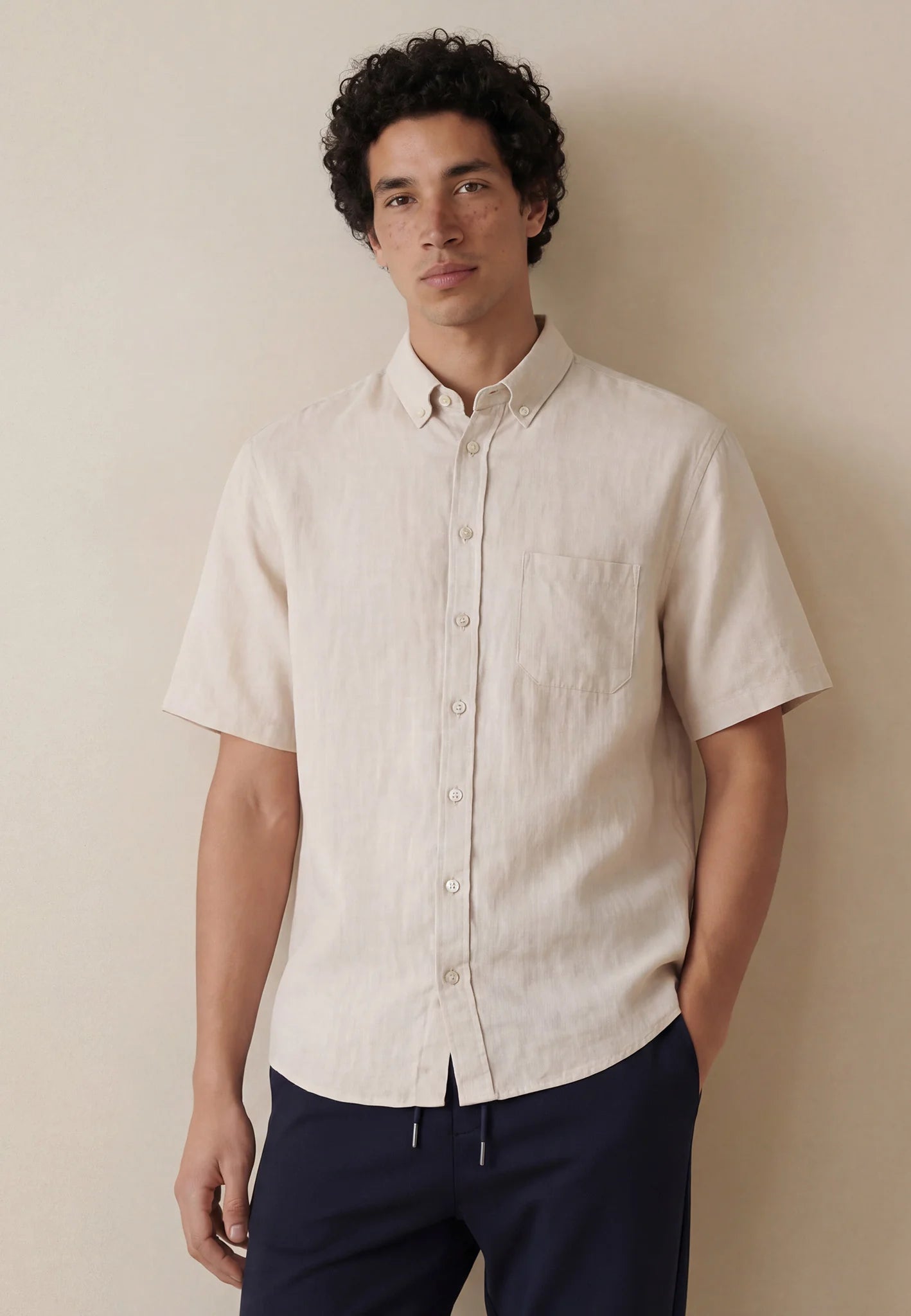 Kauluspaita, Fritz Pure Linen Sand SS