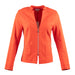 Erfon oranssi jakku, jossa hopeanvärinen, puolipitkä vetoketju ja taskut edessä.