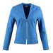 Erfon sininen jakku, jossa hopeanvärinen, puolipitkä vetoketju ja taskut edessä.
