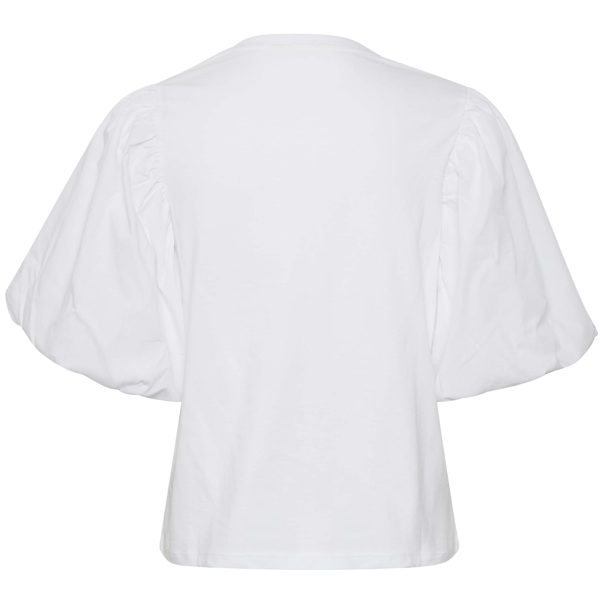 In Wear, valkoinen t-paita, jossa suuret puhvihihat. Takakuva.