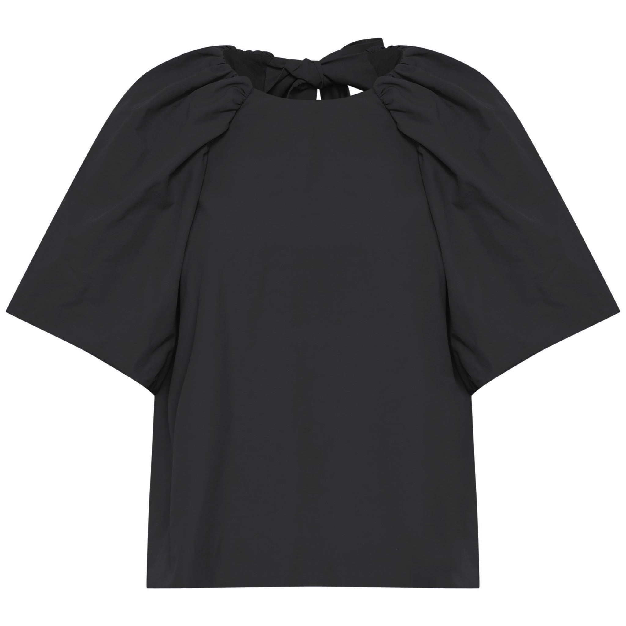 In Wear, naisten musta pusero. Näyttävät, isot puhvihihat. Etukuva.