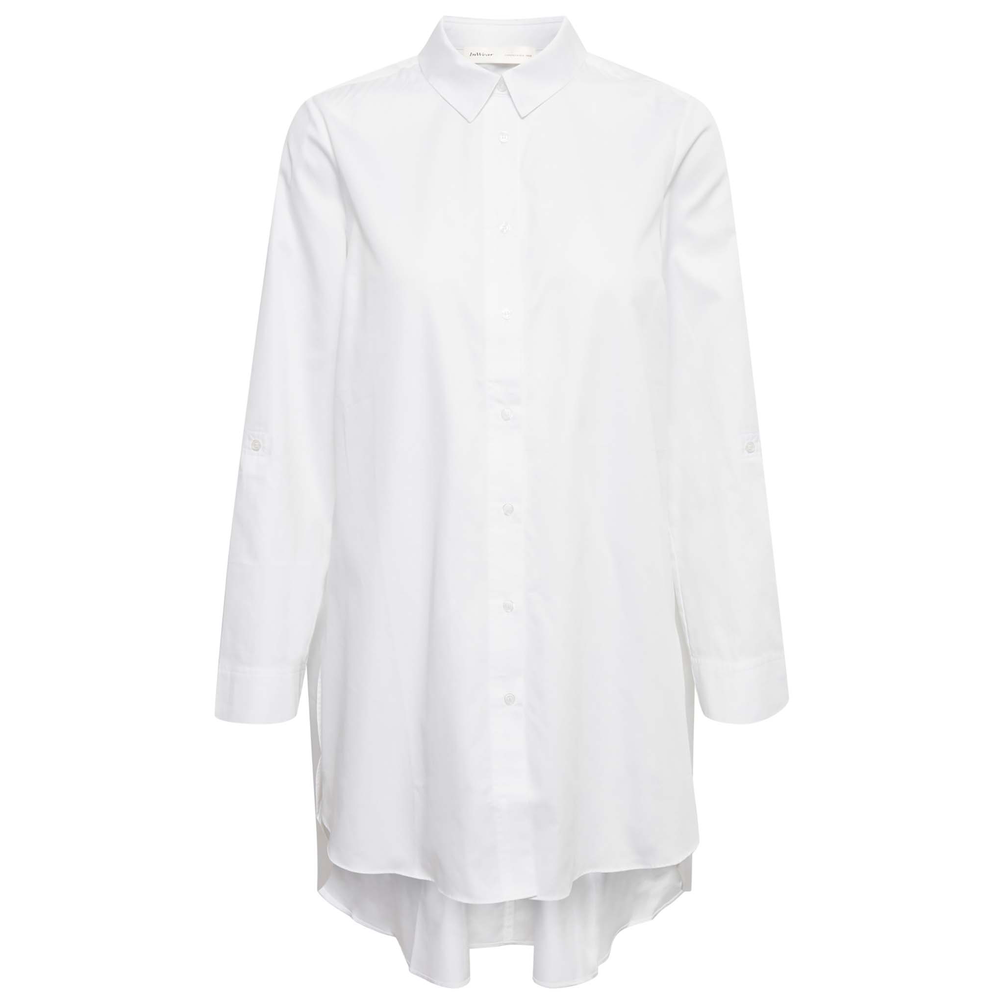 In Wear, valkoinen pitkä paitapusero/tunika. Takaosa on pidempi kuin etuosa. Etukuva.