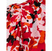 Sisters Point, kuviollinen, värikäs, pitkä mekko. Värissä mm. punaisen eri sävyjä. Lähikuva.