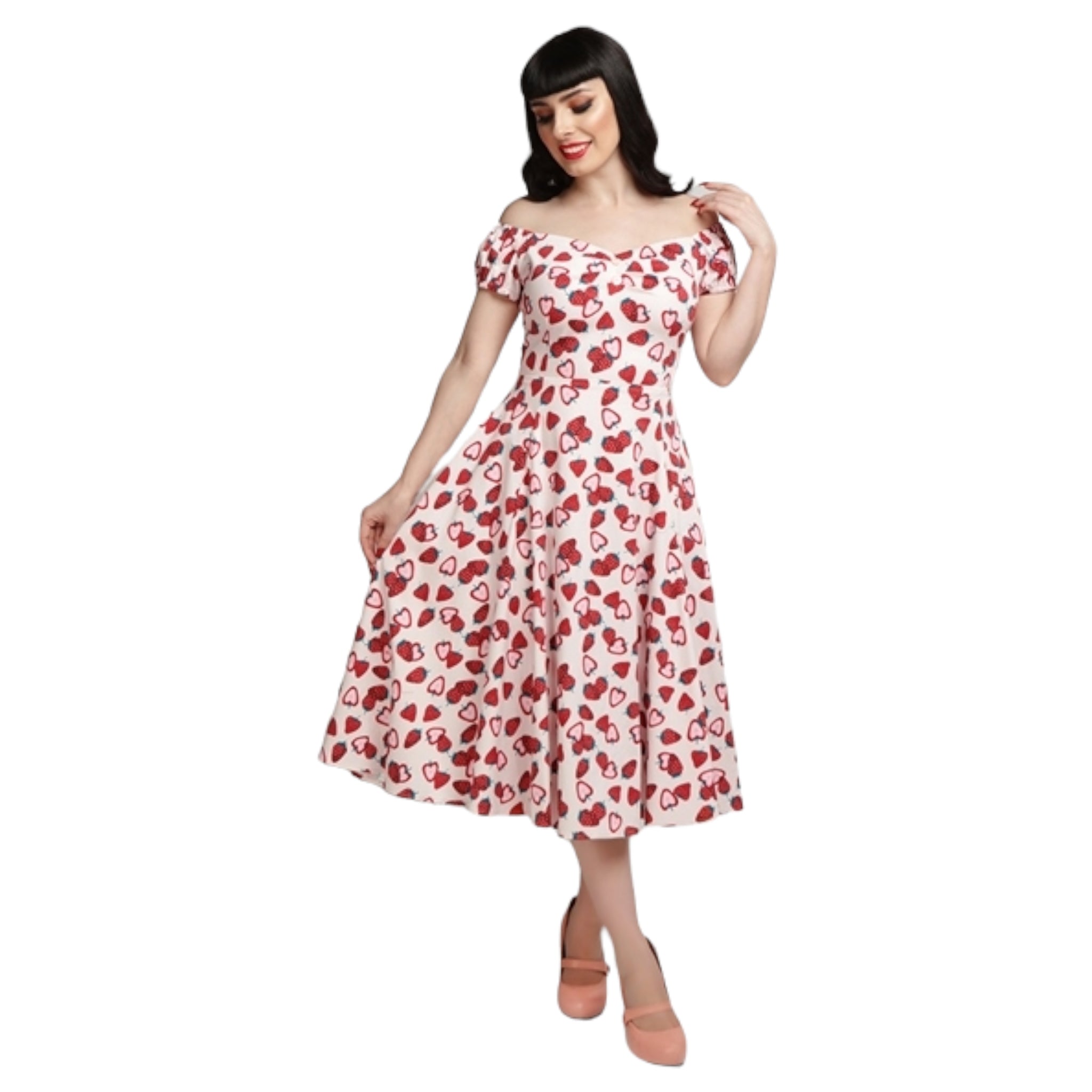 Kellohelmamekko, Dolores Strawberry Swing Dress