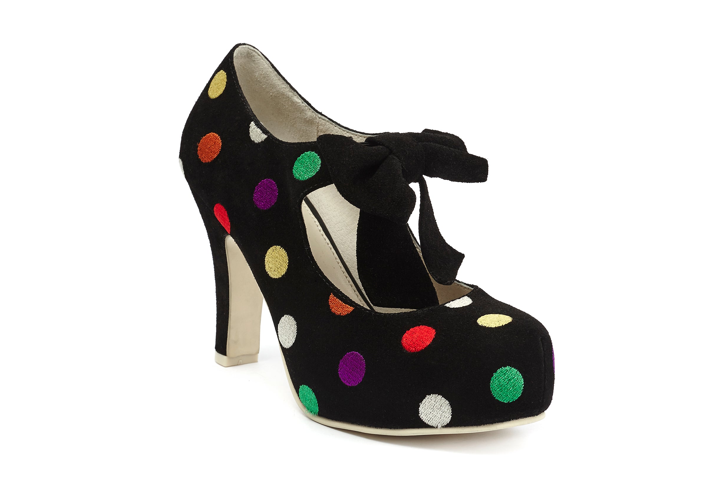 Pumps Comfy High Heels Angie Suede Dots Multi - Lola Ramona - Bombus