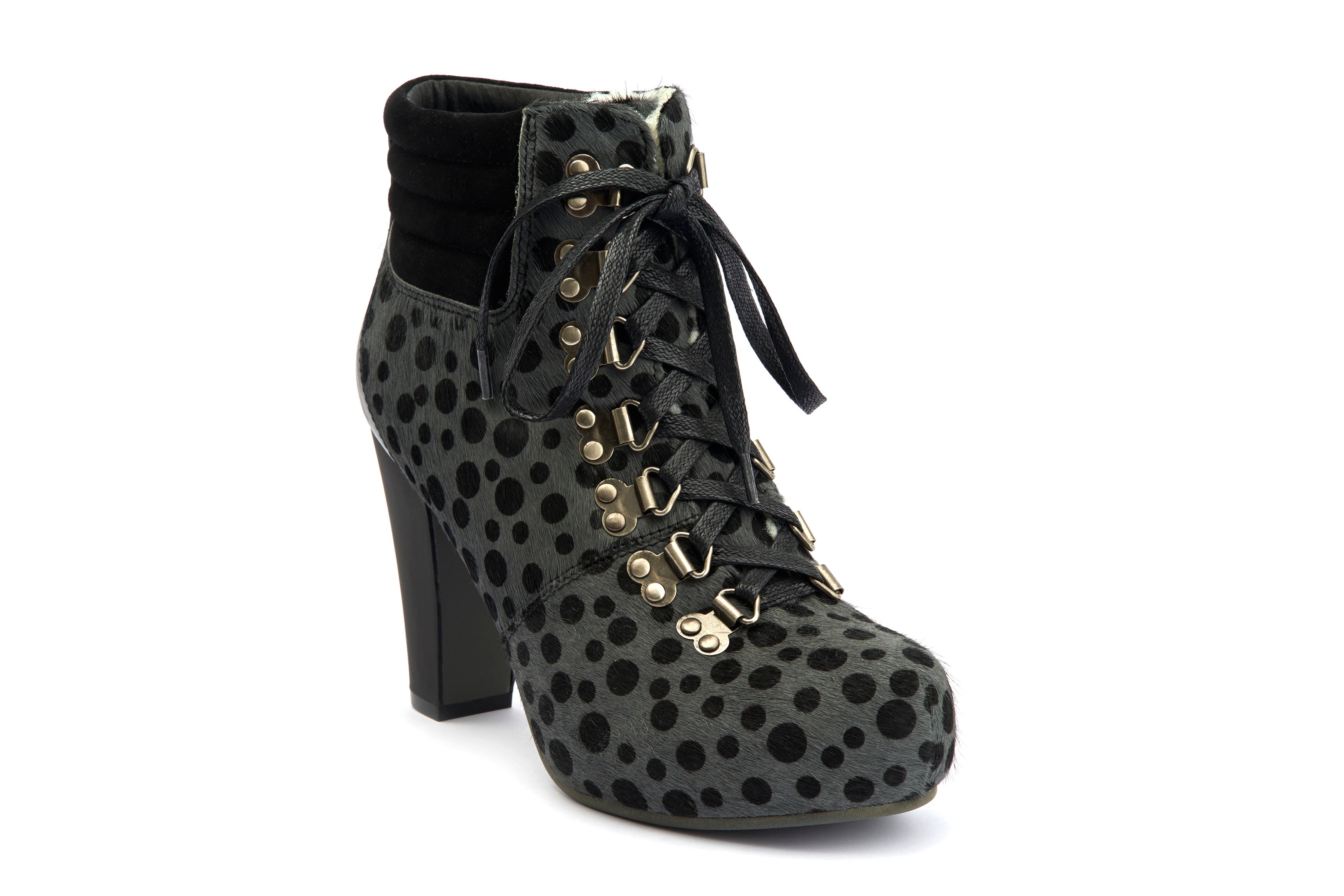 Ankle Boots Winter Platform Block Heels Angie P Hairy - Lola Ramona - Bombus