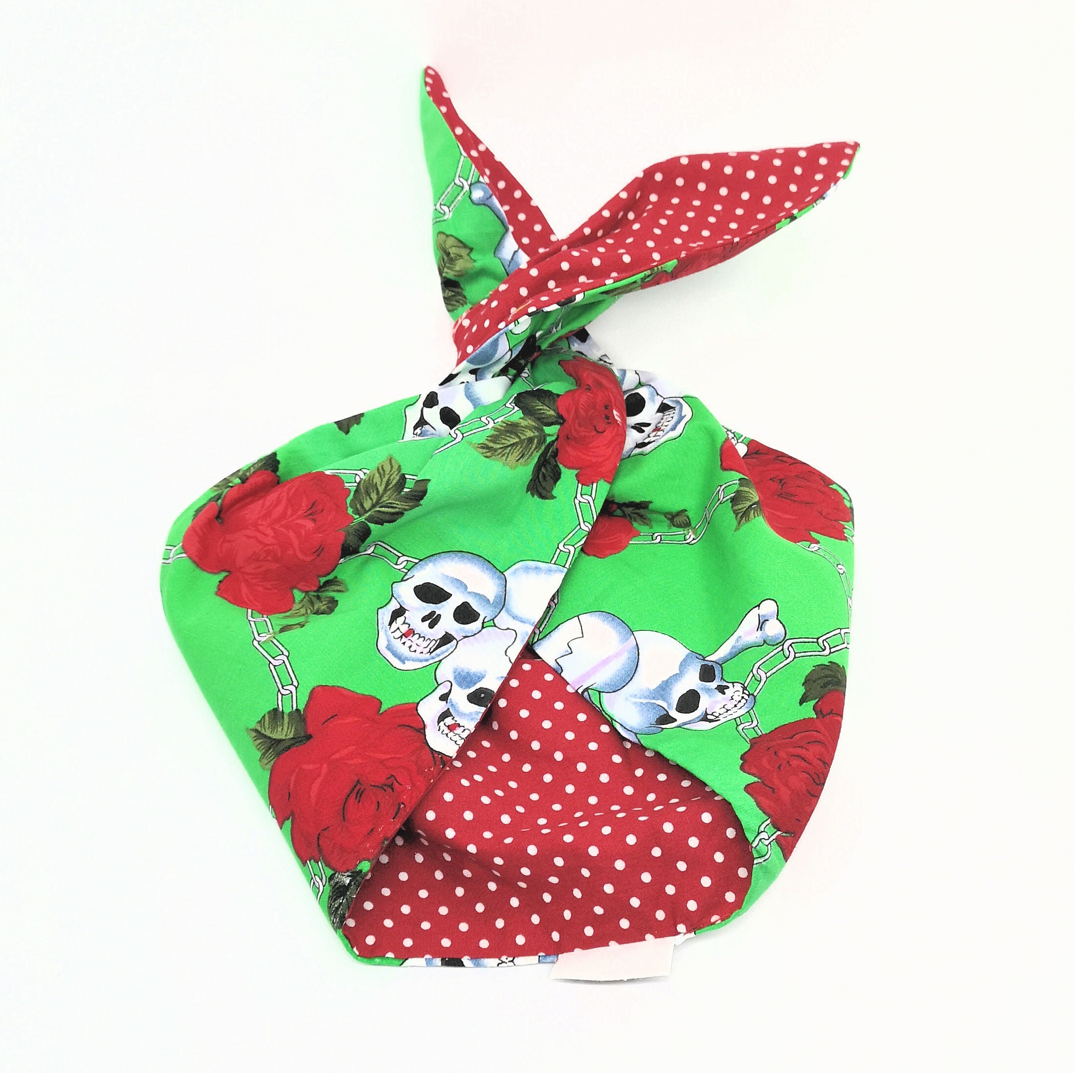 Hairband Green Skull And Roses / Red Polkadot - BeBop - Bombus